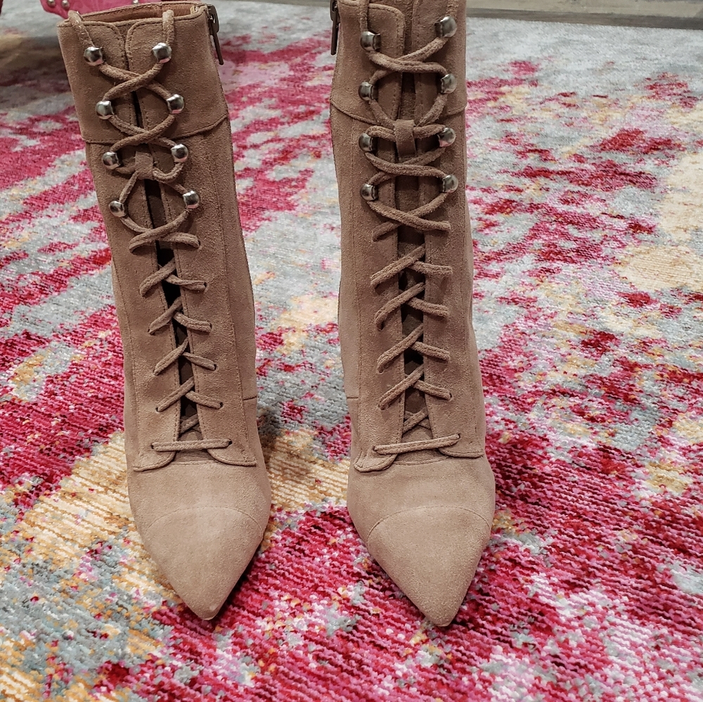 Suede nude heels